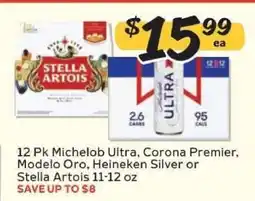 Winn Dixie 12 Pk Michelob Ultra, Corona Premier, Modelo Oro, Heineken Silver or Stella Artois offer