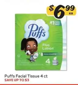 Winn Dixie Puffs Facial Tissue 4 ct offer