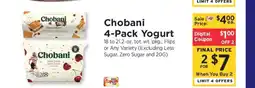 ShopRite Chobani 4-Pack Yogurt offer