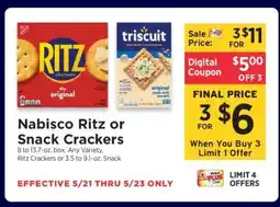 ShopRite Nabisco Ritz or Snack Crackers offer