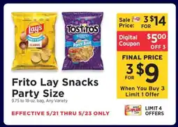 ShopRite Frito Lay Snacks Party Size offer