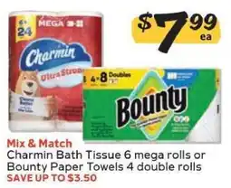 Winn Dixie Charmin Bath Tissue or Bounty Paper Towels offer