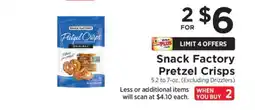 ShopRite Snack Factory Pretzel Crisps offer