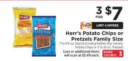 ShopRite Herr's Potato Chips or Pretzels Family Size offer