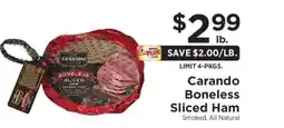 ShopRite Carando Boneless Sliced Ham offer