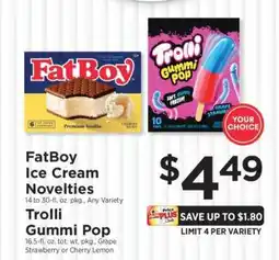 ShopRite FatBoy Ice Cream Novelties / Trolli Gummi Pop offer