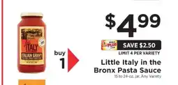 ShopRite LITTLE ITALY IN THE BRONX PASTA SAUCE offer