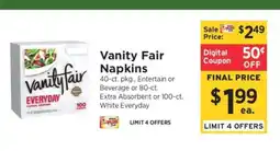 ShopRite Vanity Fair Napkins offer