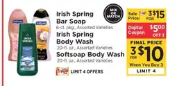 ShopRite Irish Spring Bar Soap / Irish Spring Body Wash / Softsoap Body Wash offer