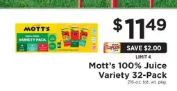 ShopRite Mott's 100% Juice Variety 32-Pack offer