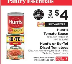 ShopRite Hunt's Tomato Sauce offer