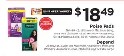 ShopRite Poise Pads / Depend offer
