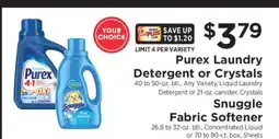 ShopRite Purex Laundry Detergent or Crystals, Snuggle Fabric Softener offer