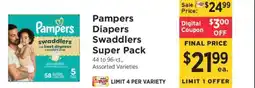 ShopRite Pampers Diapers Swaddlers Super Pack offer