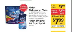 ShopRite Finish Dishwasher Tabs or Finish Original Jet Dry Liquid offer