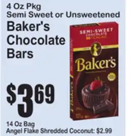 SuperFresh 4 Oz Pkg Semi Sweet or Unsweetened Baker's Chocolate Bars offer