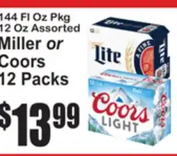 SuperFresh 144 Fl Oz Pkg 12 Oz Assorted Miller or Coors 12 Packs offer