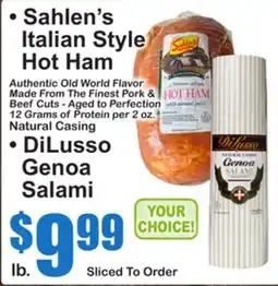 SuperFresh • Sahlen's Italian Style Hot Ham • DiLusso Genoa Salami offer