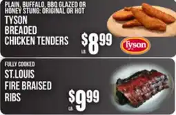 SuperFresh PLAIN BUFFALO, BBQ GLAZED OR HONEY STUNG: ORIGINAL OR HOT TYSON BREADED CHICKEN TENDERS offer