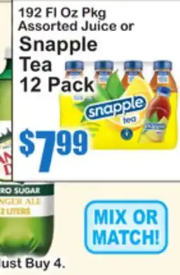 SuperFresh 192 FL Oz Pkg Assorted Juice or Snapple Tea offer