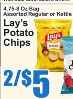 SuperFresh 4.75-8 Oz Bag Assorted Regular or Kettle Lay's Potato Chips offer
