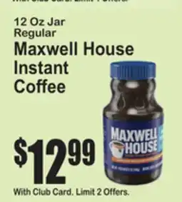 SuperFresh 12 Oz Jar Regular Maxwell House Instant Coffee offer