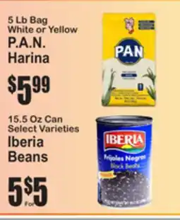 SuperFresh 5 Lb Bag White or Yellow P.A.N. Harina, 15.5 Oz Can Iberia Beans offer
