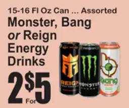 SuperFresh 15-16 FL Oz Can ... Assorted Monster, Bang or Reign Energy Drinks offer