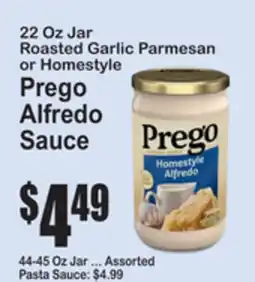 SuperFresh 22 Oz Jar Roasted Garlic Parmesan or Homestyle Prego Alfredo Sauce offer