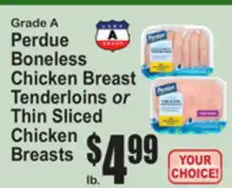 SuperFresh Perdue Boneless Chicken Breast Tenderloins or Thin Sliced Chicken Breasts offer