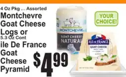 SuperFresh Montchevre Goat Cheese Logs or Ile De France Goat Cheese Pyramid offer