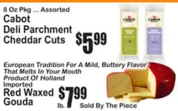 SuperFresh Cabot Deli Parchment Cheddar Cuts, Red Waxed Gouda offer