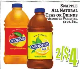 Trade Fair Supermarket SNAPPLE ALL NATURAL TEAS OR DRINKS offer