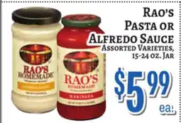 Trade Fair Supermarket Rao's Pasta OR Alfredo Sauce offer