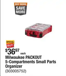 The Home Depot Milwaukee PACKOUT 5-Compartments Small Parts Organizer offer
