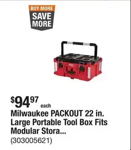 The Home Depot Milwaukee PACKOUT 22 in. Large Portable Tool Box Fits Modular Storage System offer