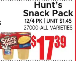 Jetro Hunt's Snack Pack offer