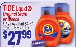 Jetro TIDE Liquid 2X Original Scent or Bleach offer
