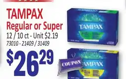 Jetro TAMPAX Regular or Super offer