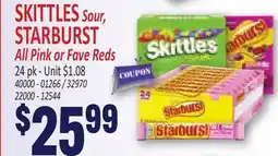 Jetro SKITTLES Sour, STARBURST All Pink or Fave Reds offer