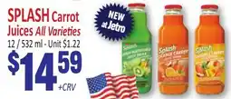 Jetro SPLASH Carrot Juices All Varieties offer