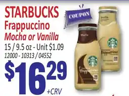 Jetro STARBUCKS Frappuccino Mocha or Vanilla offer