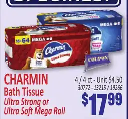 Jetro CHARMIN Bath Tissue Ultra Strong or Ultra Soft Mega Roll offer