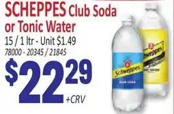 Jetro SCHEPPES Club Soda or Tonic Water offer