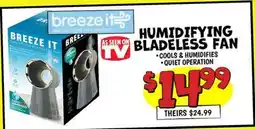 Ollie's HUMIDIFYING BLADELESS FAN offer