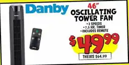 Ollie's Danby 46 OSCILLATING TOWER FAN offer