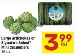 Albertsons Large Artichokes or Signature Select Mini Cucumbers offer
