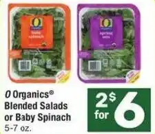 Albertsons 0 Organics Blended Salads or Baby Spinach offer