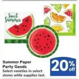 Albertsons Summer Paper Party Goods offer