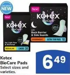 Albertsons Kotex biocare pads offer